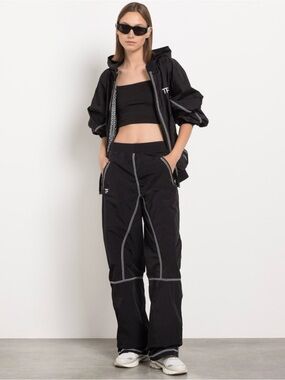 NWT Tom Ford Black Nylon Pants With White Stitching Size 42/ US 10